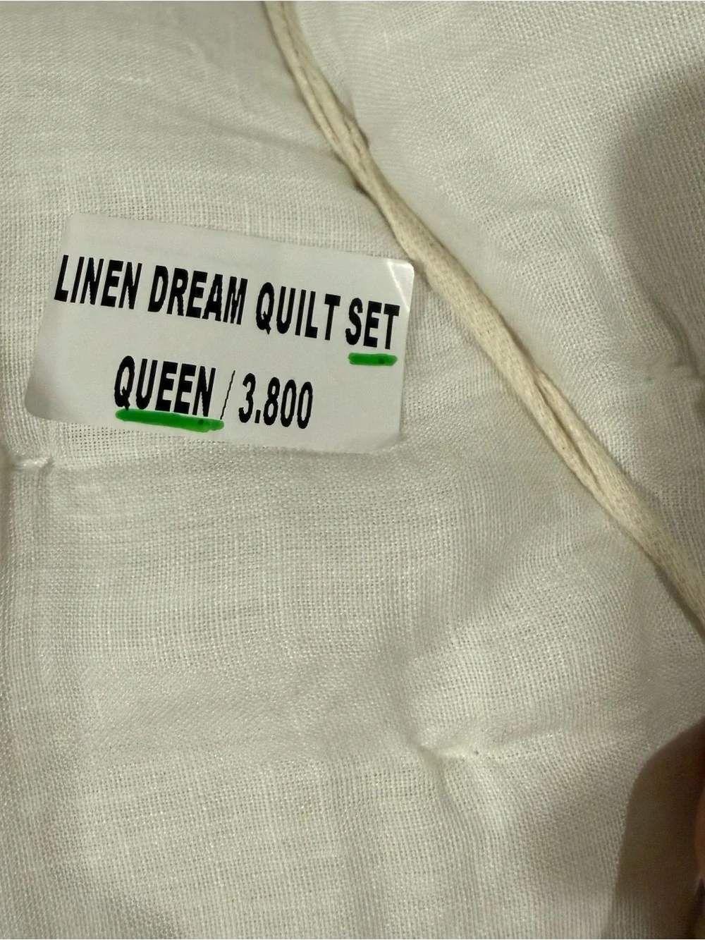 New Quince European Linen Dream Quilt Set Full/Queen - White MSRP $204